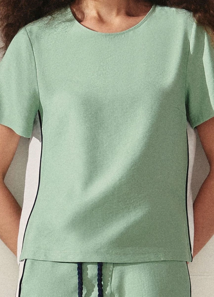 BLUSA ALFAIATARIA BICOLOR - Verde