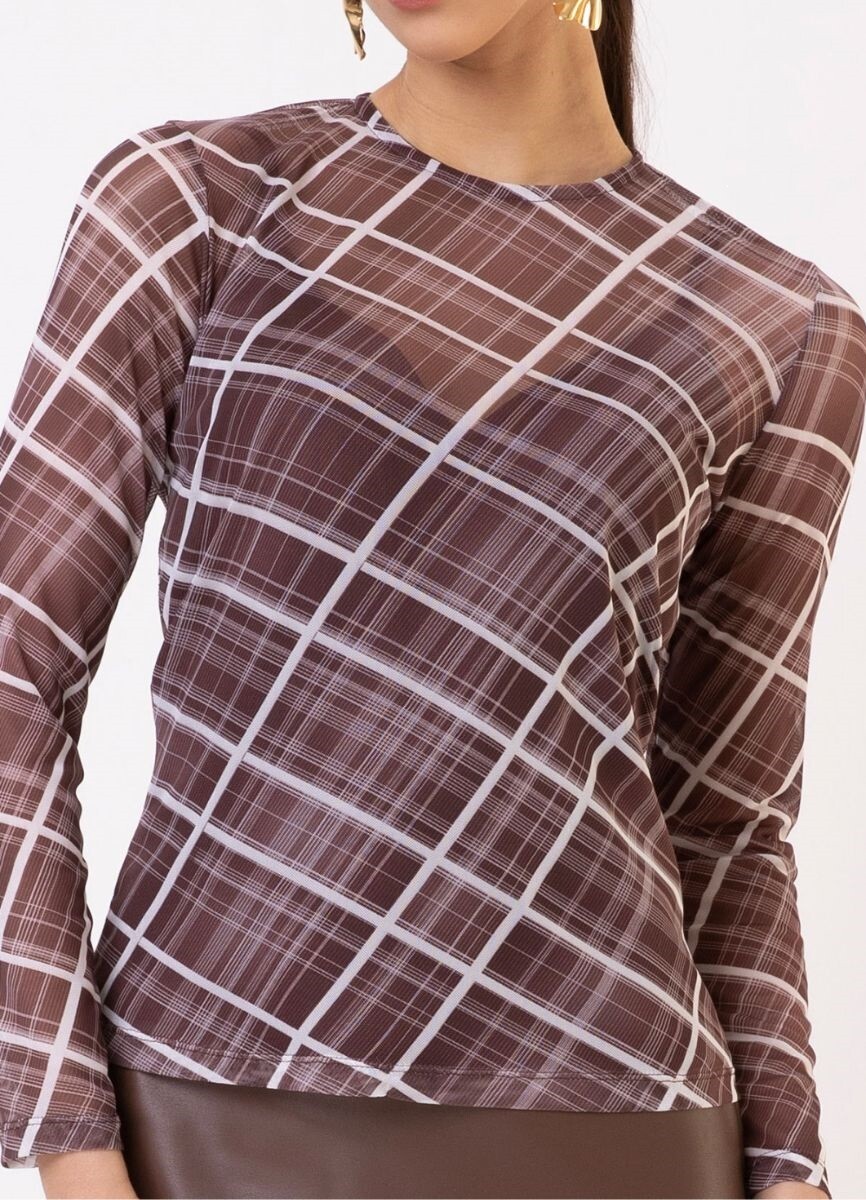 BLUSA TULÊ M/L - Marrom
