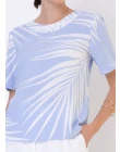 BLUSA VISCOCREPE ESTAMPA FOLHAS - Azul