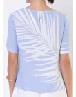 BLUSA VISCOCREPE ESTAMPA FOLHAS - Azul