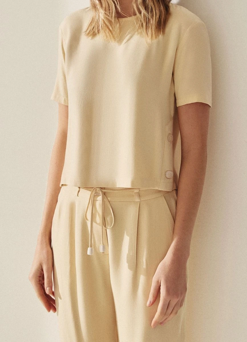 BLUSA VISCOSE PIQUET - Amarelo