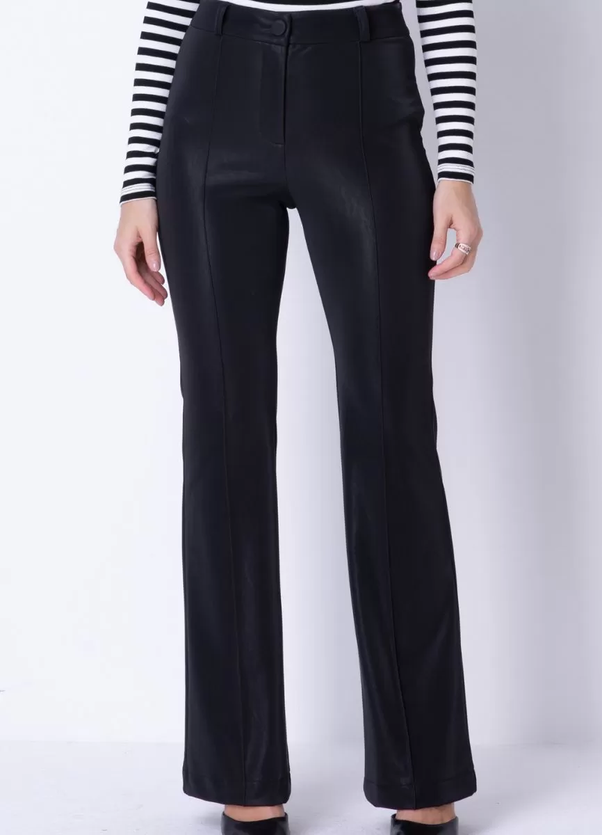 CALÇA COURO ECO FLARE - Preto