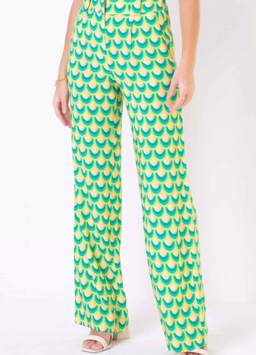 CALÇA PANTALONA VISCOSE ESTAMPADA - Verde