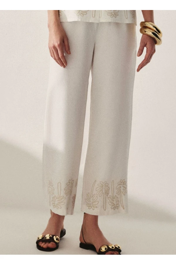 CALÇA ALFAIATARIA COM BORDADO - Branco