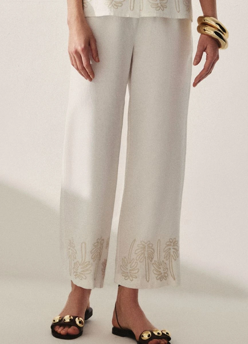 CALÇA ALFAIATARIA COM BORDADO - Branco