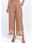 CALÇA ALFAIATARIA COM BORDADO - Marrom