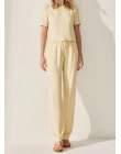 CALÇA VISCOLINHO COM CINTO - Amarelo