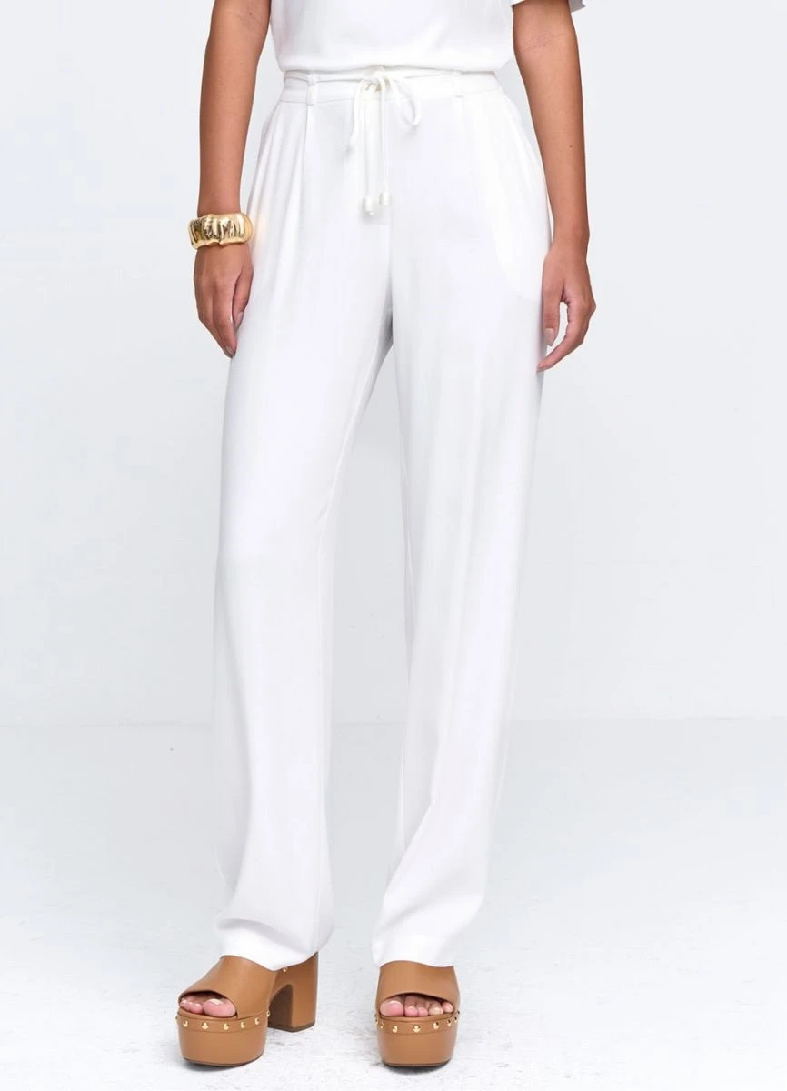 CALÇA VISCOLINHO COM CINTO - Branco
