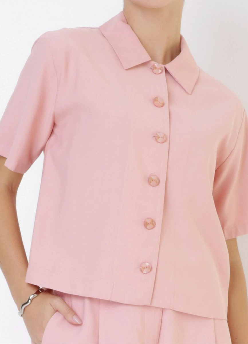 CAMISA ALFAIATARIA MANGA CURTA - Rosa