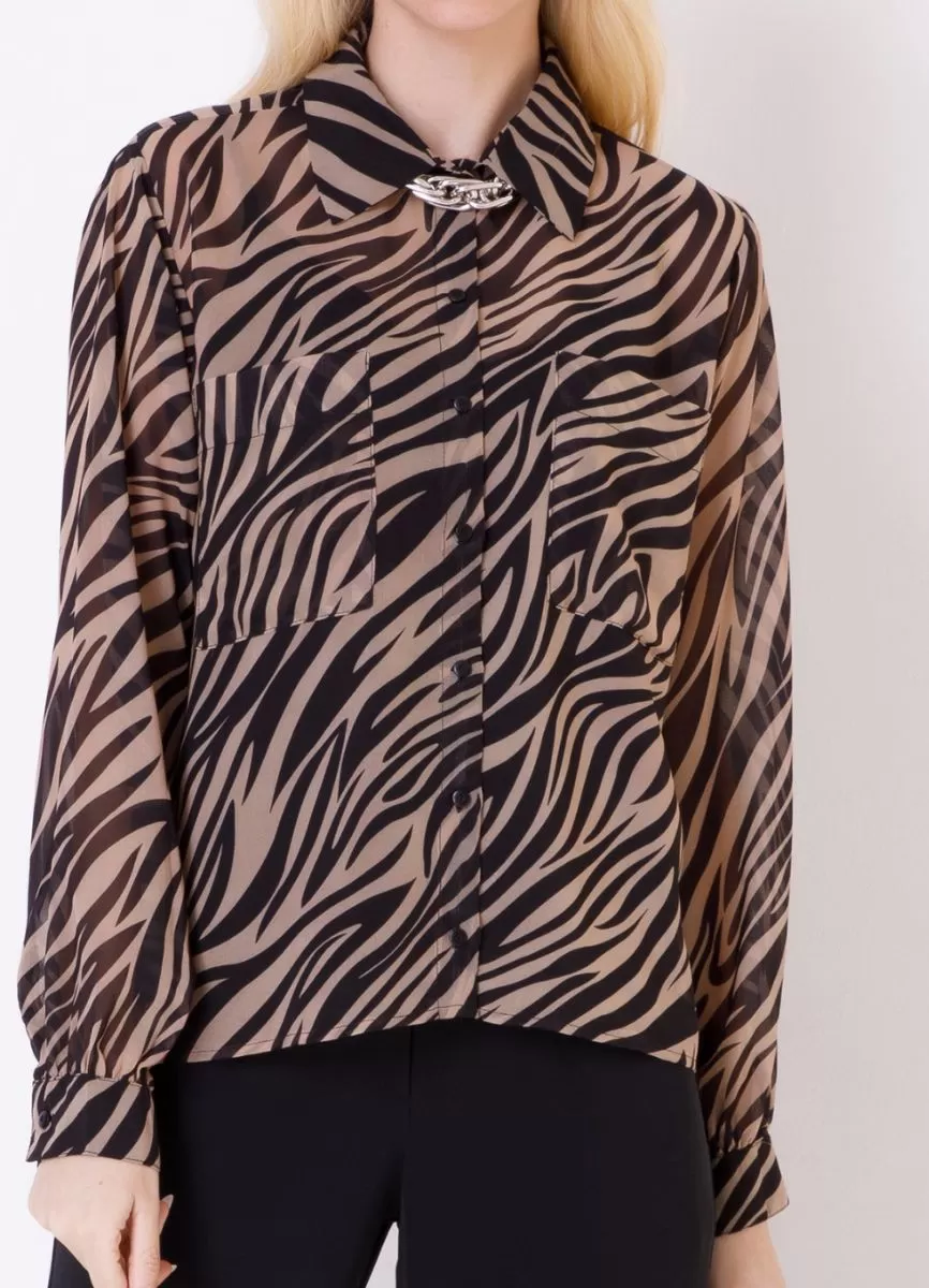 CAMISA CHIFON MANGA LONGA - Zebra