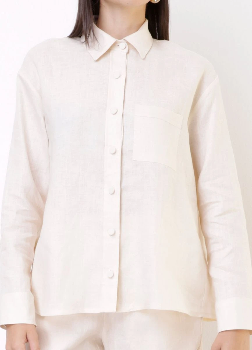 CAMISA LINHO MANGA LONGA - Creme