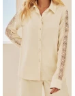 CAMISA VISCOLINHO COM RENDA - Cru