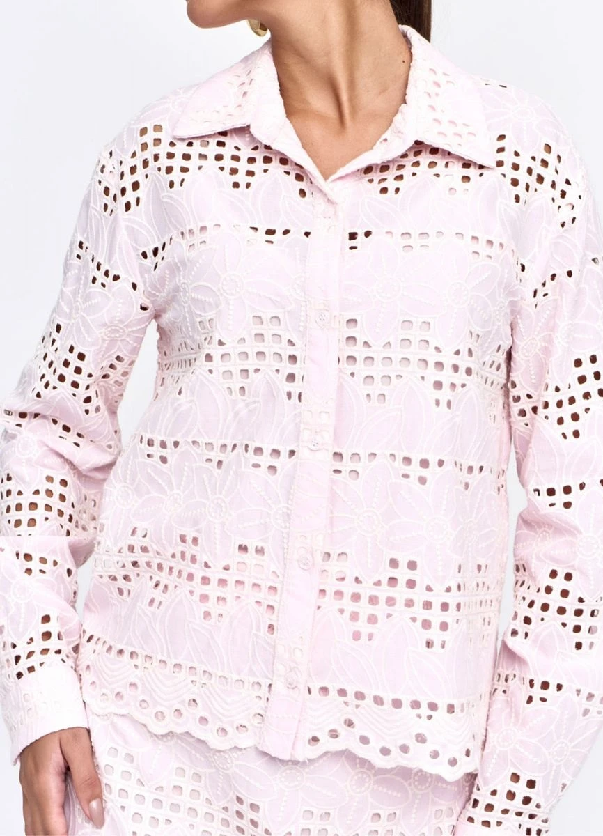 CAMISA VOIL BORDADA - Rosa