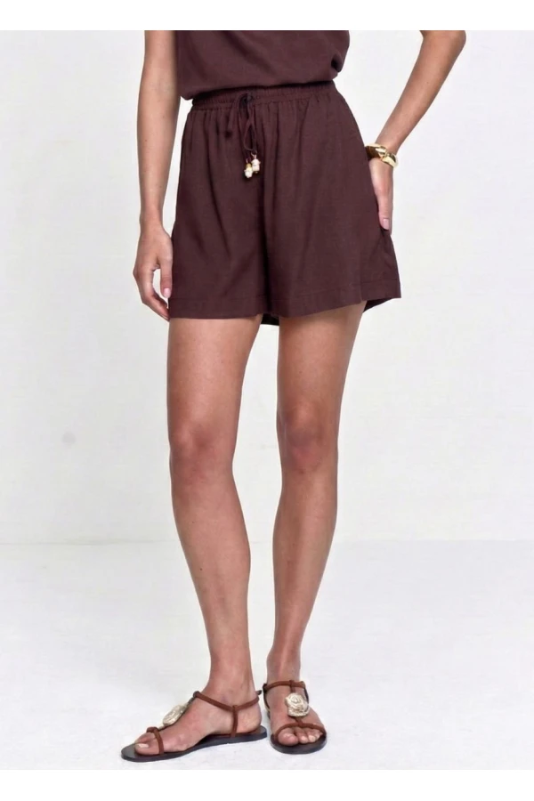 SHORTS VISCOLINHO - Marrom