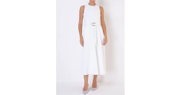 VESTIDO ALFAIATARIA COM CINTO Branco LAZER veste você