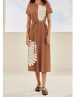 VESTIDO ALFAIATARIA COM ESTAMPA - Chocolate