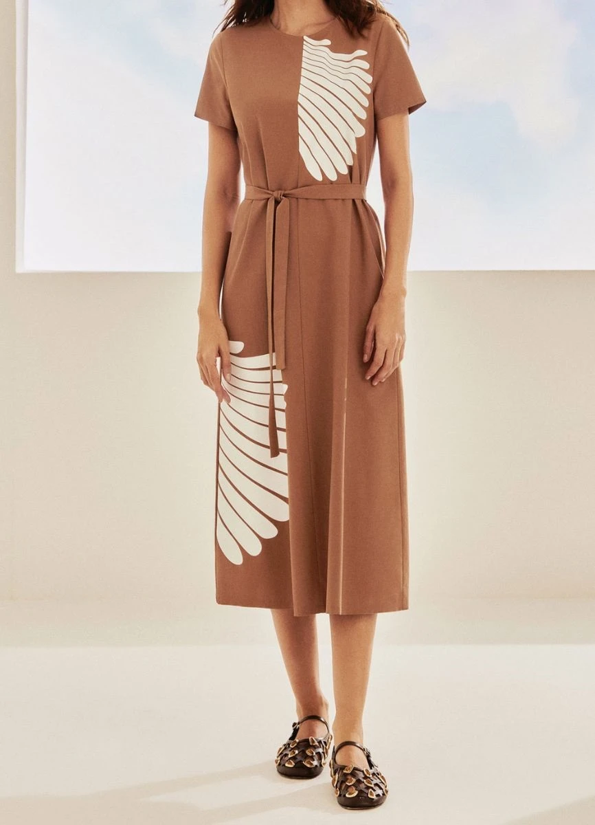 VESTIDO ALFAIATARIA COM ESTAMPA - Chocolate