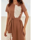VESTIDO ALFAIATARIA COM ESTAMPA - Chocolate