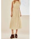 VESTIDO CHIFFON BORDADO - Amarelo