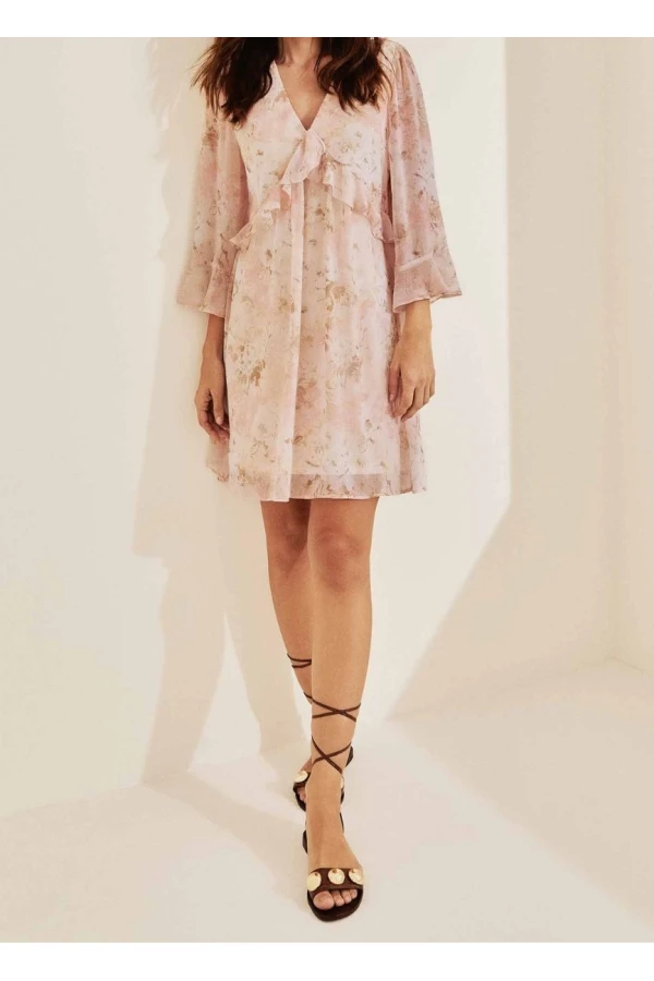 VESTIDO CHIFFON CURTO - Flores