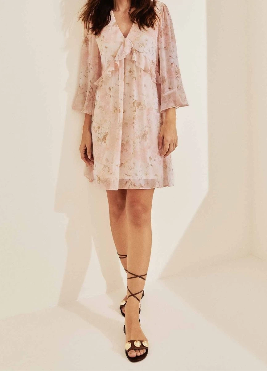 VESTIDO CHIFFON CURTO - Flores