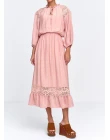 VESTIDO CREPE COM RENDA - Rosa antigo