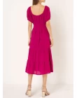 VESTIDO CREPE RENDA - Fucsia