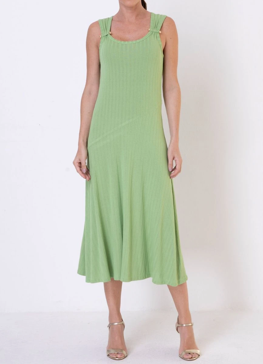 VESTIDO MALHA CANELADA - Verde