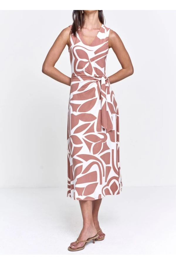 VESTIDO MALHA ESTAMPADO - Caramelo