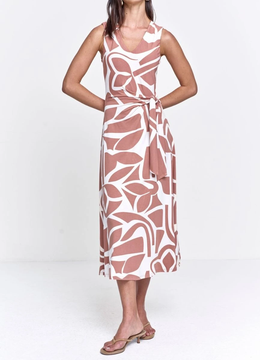 VESTIDO MALHA ESTAMPADO - Caramelo