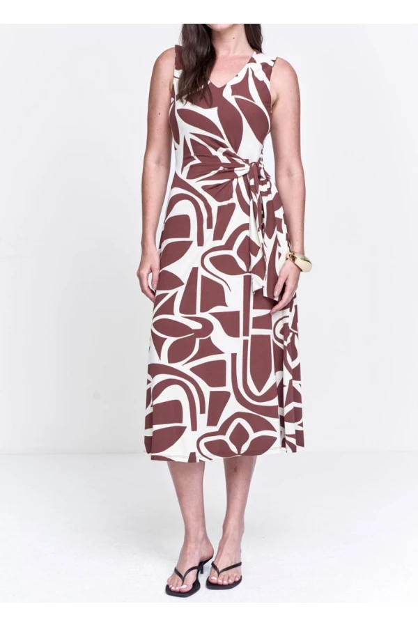 VESTIDO MALHA ESTAMPADO - Marrom