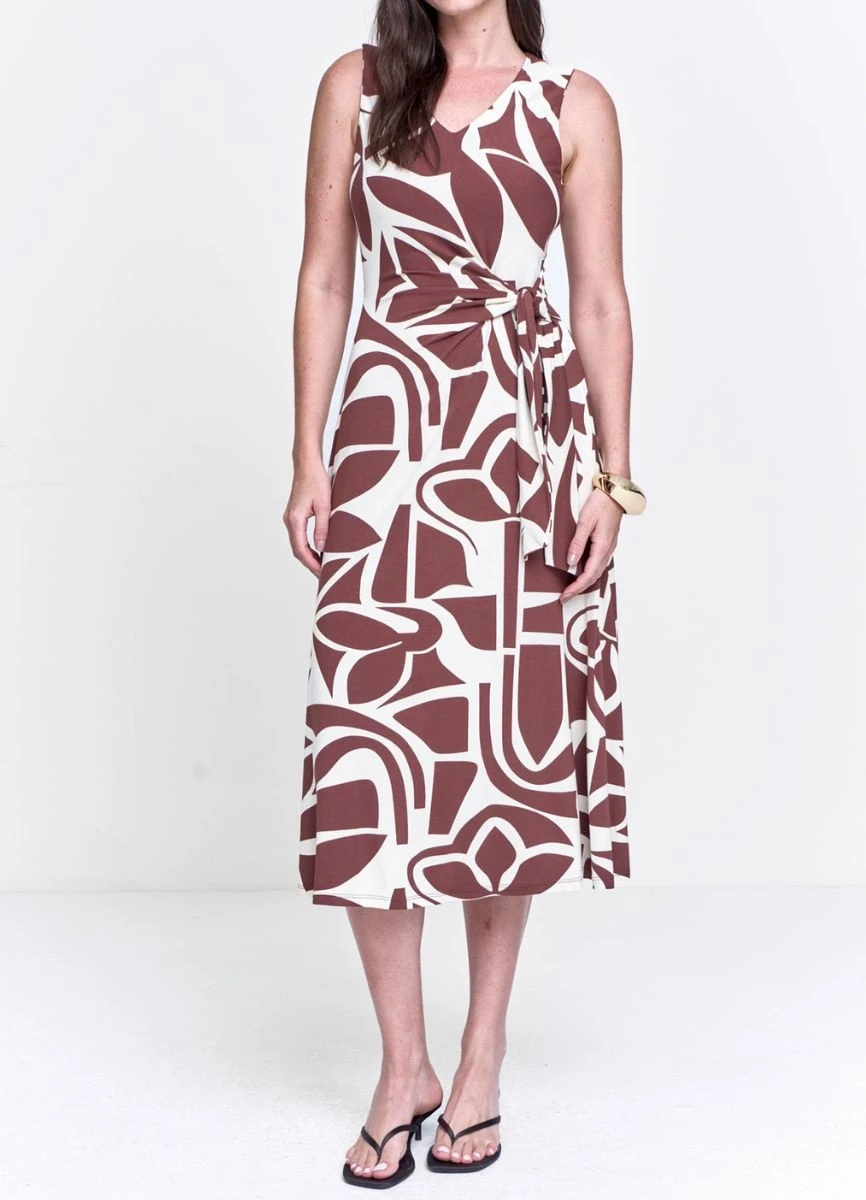 VESTIDO MALHA ESTAMPADO - Marrom