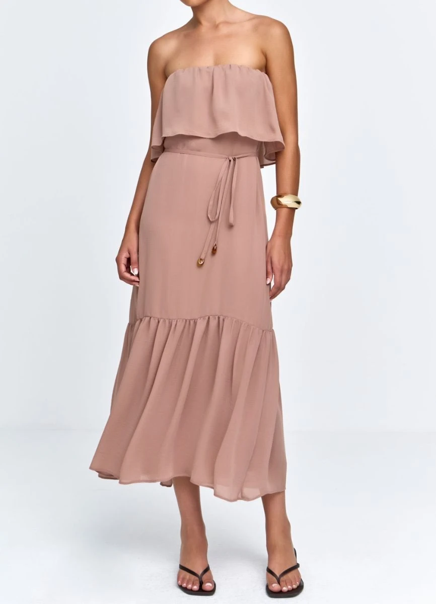 VESTIDO TOMARA QUE CAIA - Chocolate claro