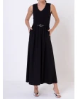 VESTIDO VISCOCREPE COM BOLSO - Preto