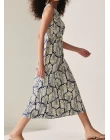 VESTIDO VISCOCREPE ESTAMPADO - Azul