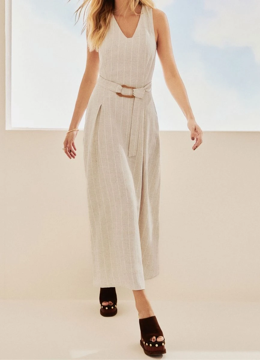 VESTIDO VISCOLINHO COM CINTO - Cru