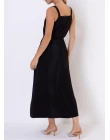 VESTIDO VISCOLINHO MISTO ACETINADO - Preto