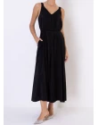 VESTIDO VISCOLINHO MISTO ACETINADO - Preto