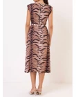 VESTIDO VISCOSE ANIMAL PRINT - Bege/marron