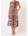 VESTIDO VISCOSE ANIMAL PRINT - Bege/marron