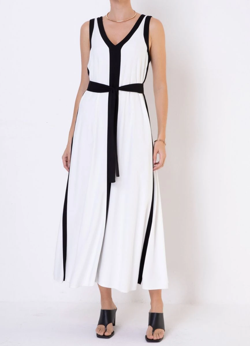 VESTIDO VISCOSE BICOLOR - Branco