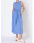 VESTIDO VISCOSE COM CINTO - Azul claro