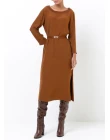 VESTIDO VISCOSE COM CINTO - Terracota