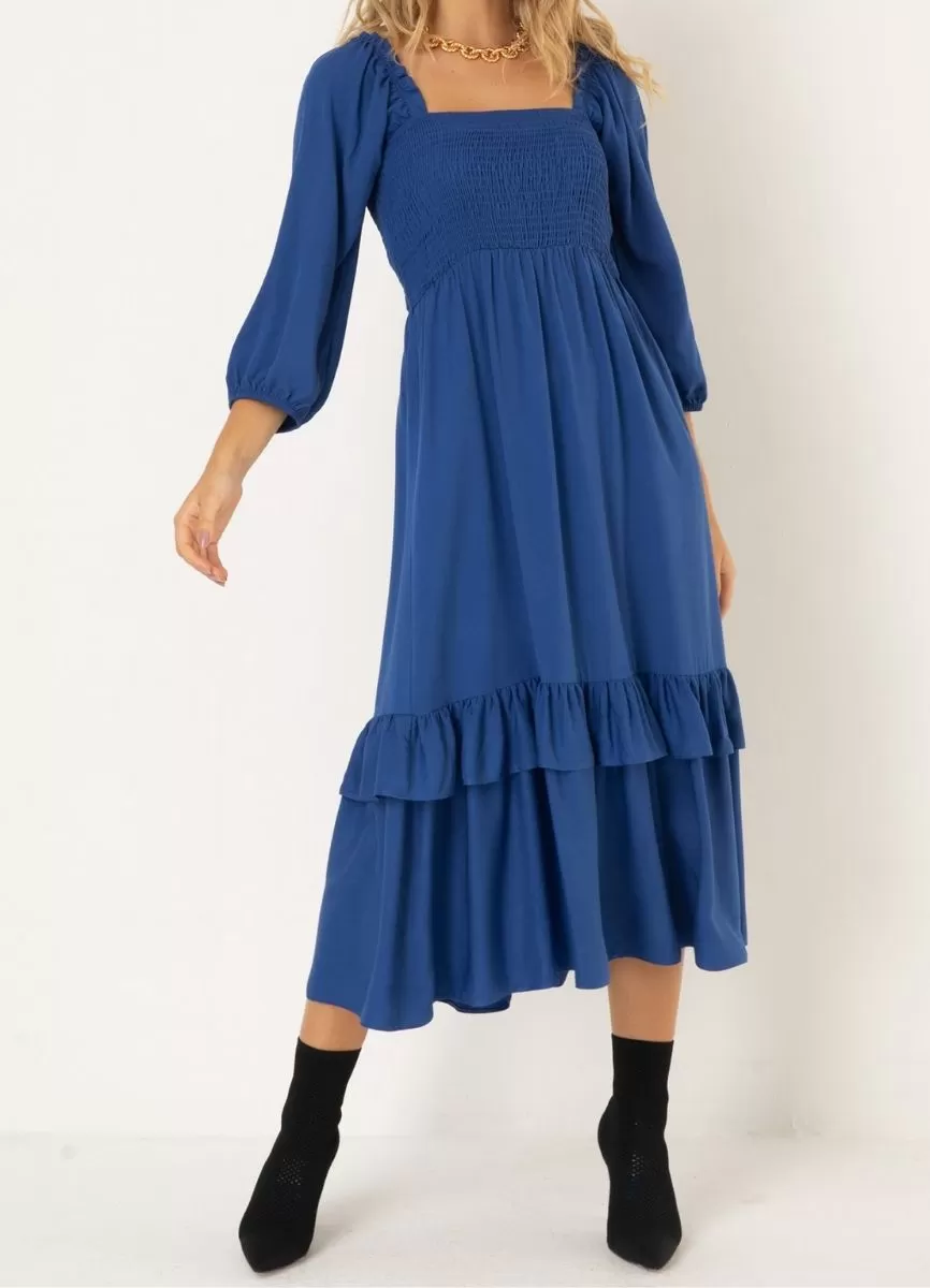 VESTIDO VISCOSE MIDI - Azul royal