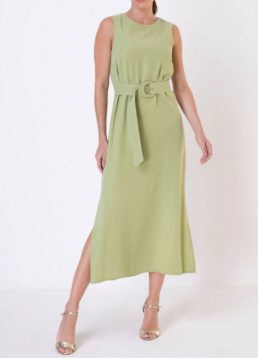 VESTIDO VISCOSE MIDI - Verde lima