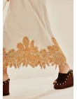 VESTIDO VOIL COM BORDADO NA BARRA - Areia